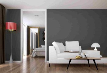 The interior of modern living room and bedroom service apartment design